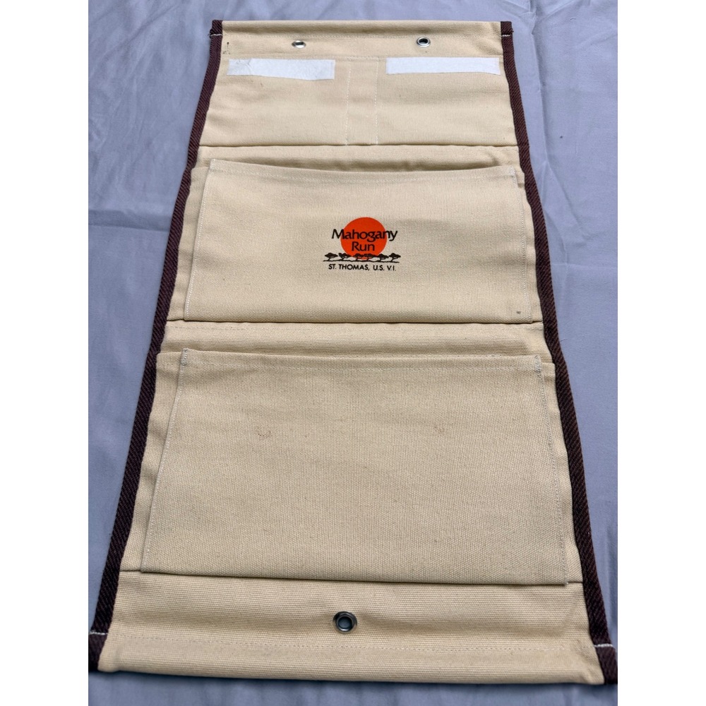 Vintage Mahogany Run St Thomas Miller Golf Canvas Hanging Pocket Organizer Bag